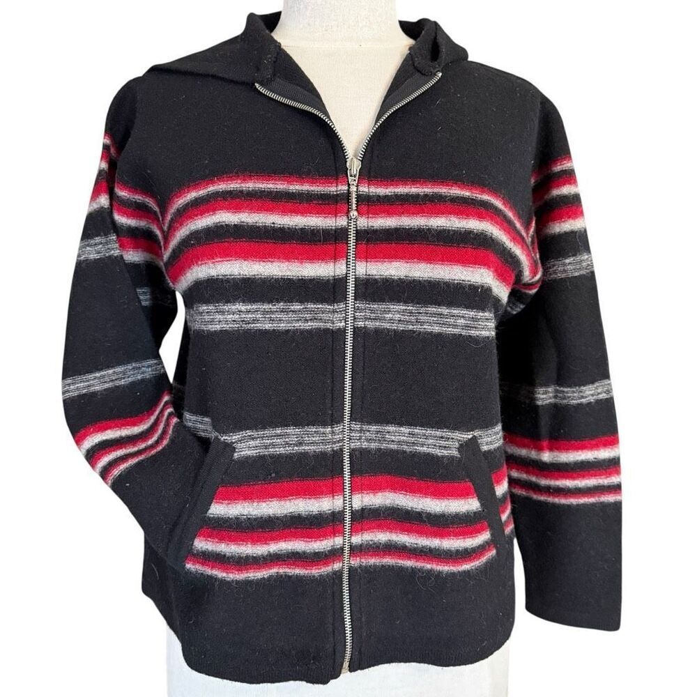 Merino Boiled Wool Gorpcore Cabincore Fashion Bug Full Zip Hoodie Cardigan Small